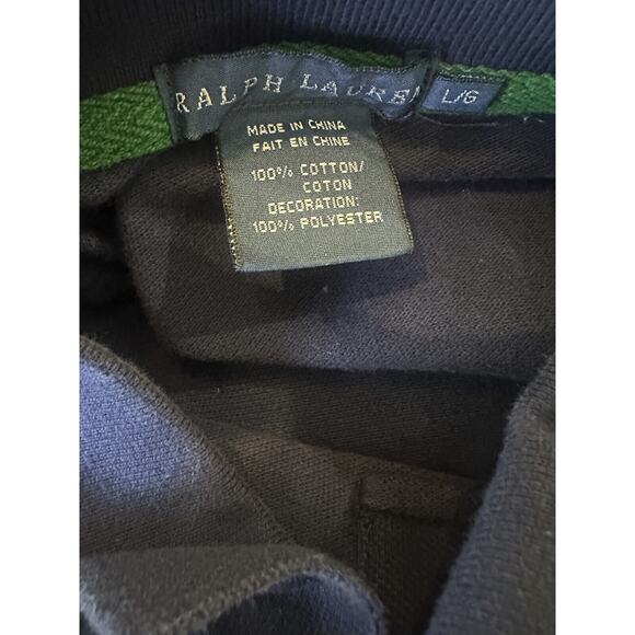 Ralph Lauren Big Pony USA Rugby Polo Shirt Slim Fitted SS Navy Blue Size Large - Picture 5 of 16